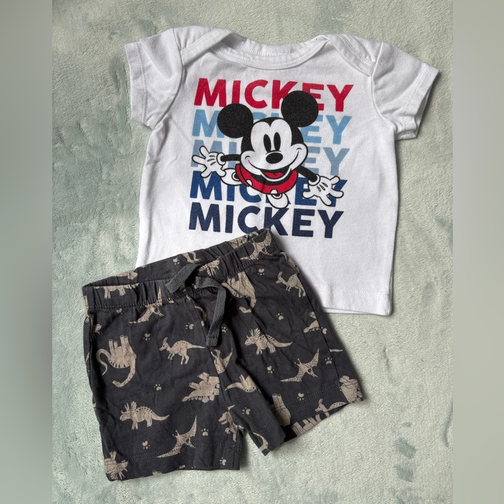 Primark Gray Baby Shorts and Disney Mickey Shirt